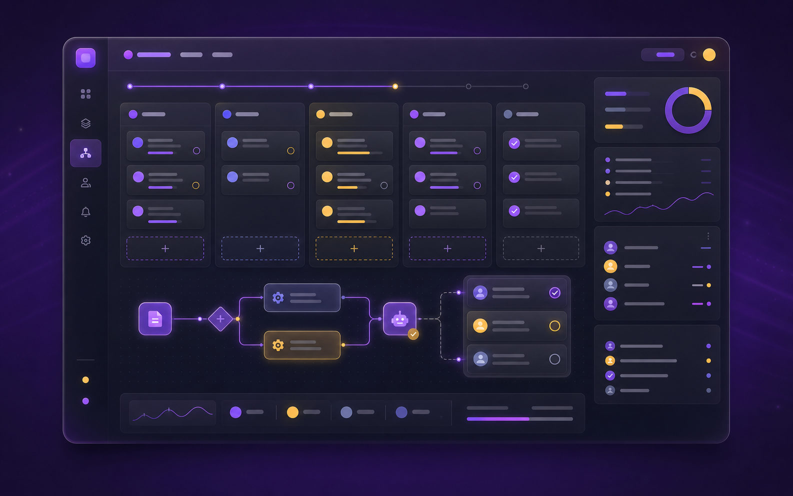Abstract workflow board screen preview
